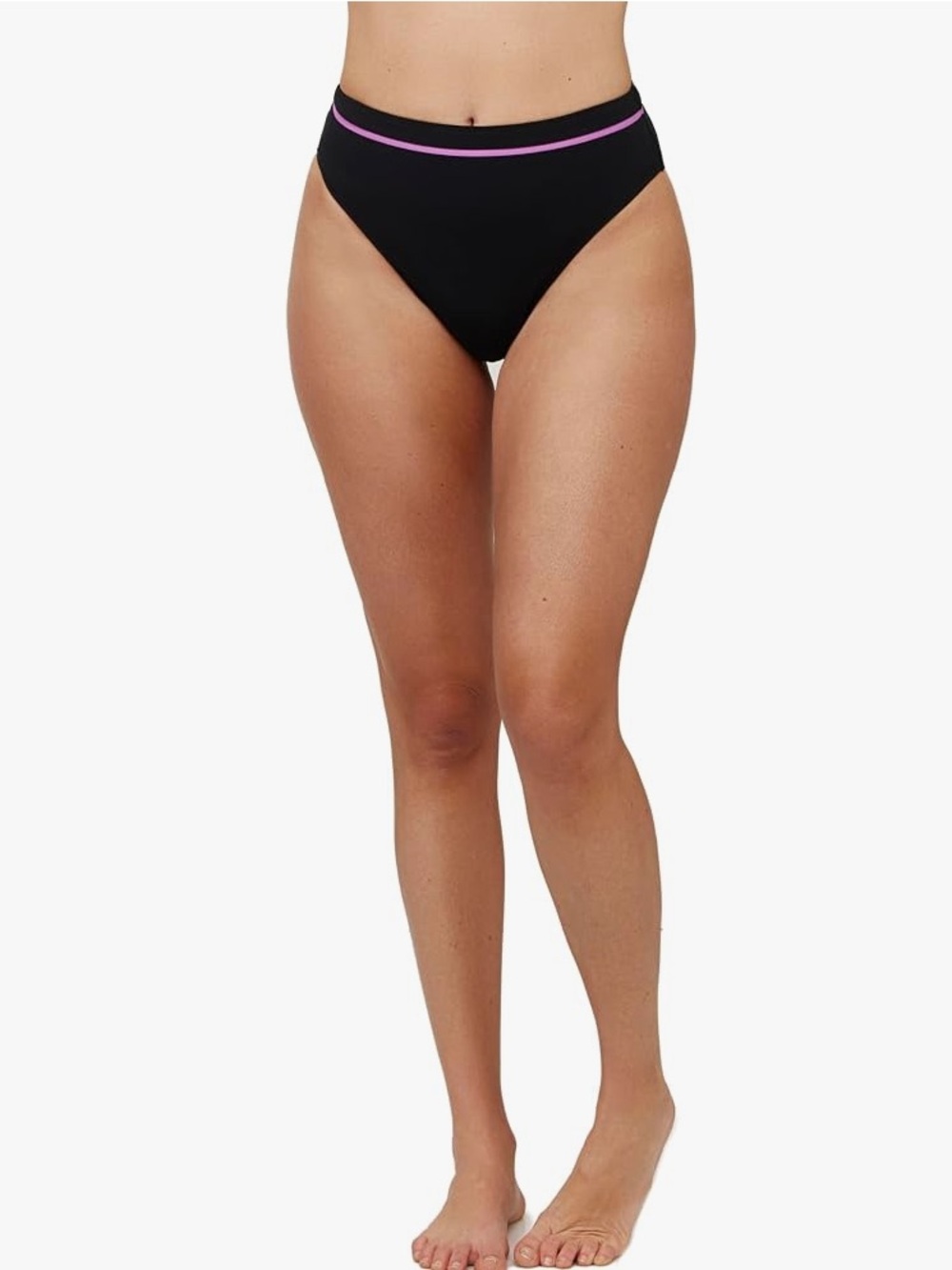 NWT Gottex Black High-Waist Bikini Bottom with Pink Trim 14 BS137
